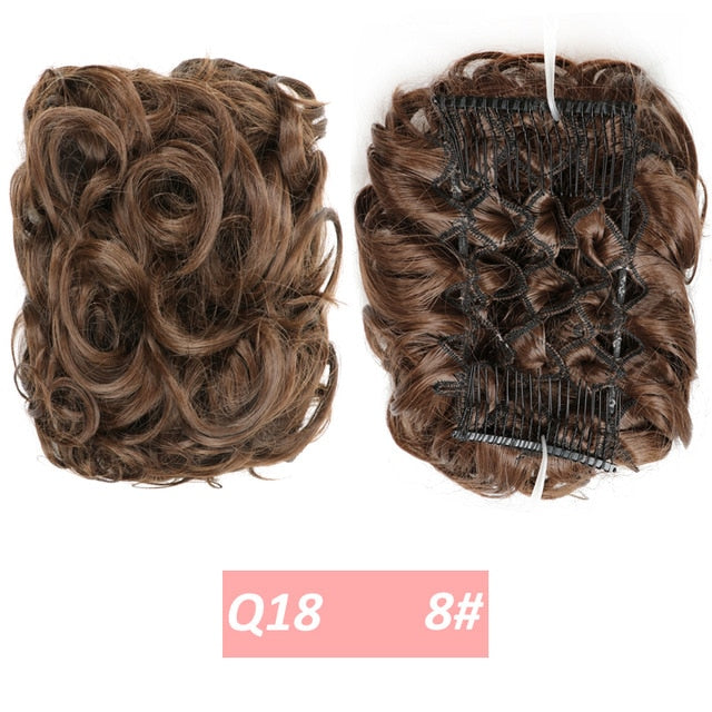 WERD  2 Plastic Comb Clip In Curly Synthetic Hair Pieces Chignon Updo Cover Hairpiece Extension Hair Bun Hair Accessories