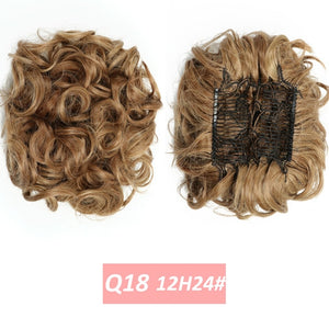 WERD  2 Plastic Comb Clip In Curly Synthetic Hair Pieces Chignon Updo Cover Hairpiece Extension Hair Bun Hair Accessories