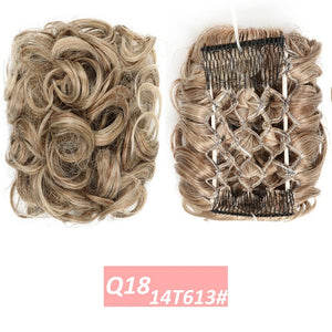 WERD  2 Plastic Comb Clip In Curly Synthetic Hair Pieces Chignon Updo Cover Hairpiece Extension Hair Bun Hair Accessories