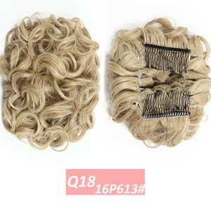 WERD  2 Plastic Comb Clip In Curly Synthetic Hair Pieces Chignon Updo Cover Hairpiece Extension Hair Bun Hair Accessories