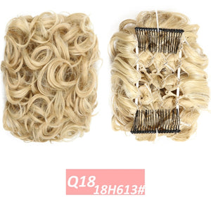 WERD  2 Plastic Comb Clip In Curly Synthetic Hair Pieces Chignon Updo Cover Hairpiece Extension Hair Bun Hair Accessories