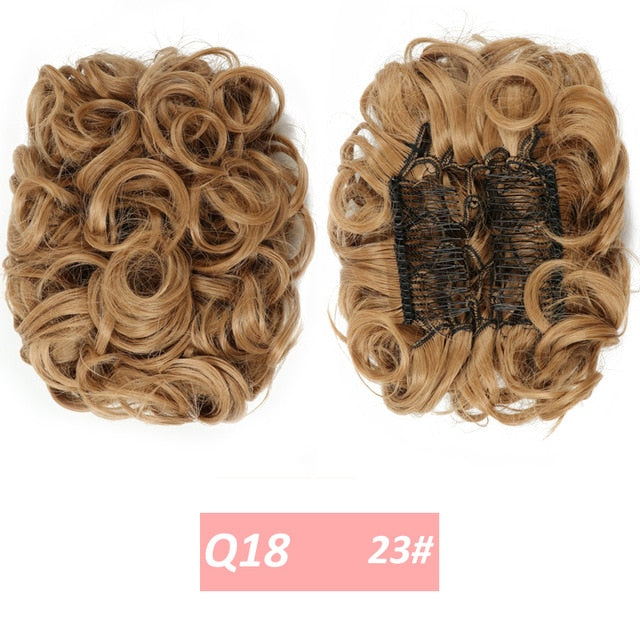 WERD  2 Plastic Comb Clip In Curly Synthetic Hair Pieces Chignon Updo Cover Hairpiece Extension Hair Bun Hair Accessories