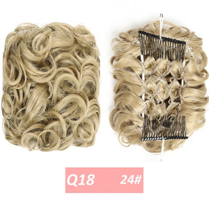 WERD  2 Plastic Comb Clip In Curly Synthetic Hair Pieces Chignon Updo Cover Hairpiece Extension Hair Bun Hair Accessories