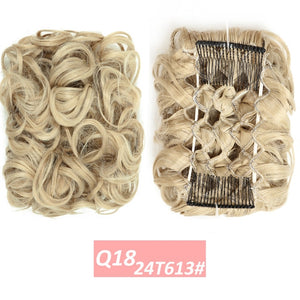 WERD  2 Plastic Comb Clip In Curly Synthetic Hair Pieces Chignon Updo Cover Hairpiece Extension Hair Bun Hair Accessories