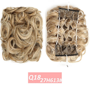WERD  2 Plastic Comb Clip In Curly Synthetic Hair Pieces Chignon Updo Cover Hairpiece Extension Hair Bun Hair Accessories