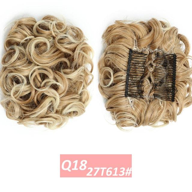 WERD  2 Plastic Comb Clip In Curly Synthetic Hair Pieces Chignon Updo Cover Hairpiece Extension Hair Bun Hair Accessories