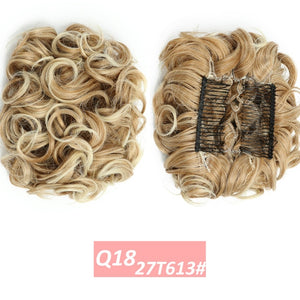 WERD  2 Plastic Comb Clip In Curly Synthetic Hair Pieces Chignon Updo Cover Hairpiece Extension Hair Bun Hair Accessories