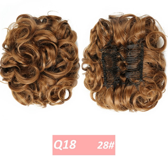 WERD  2 Plastic Comb Clip In Curly Synthetic Hair Pieces Chignon Updo Cover Hairpiece Extension Hair Bun Hair Accessories