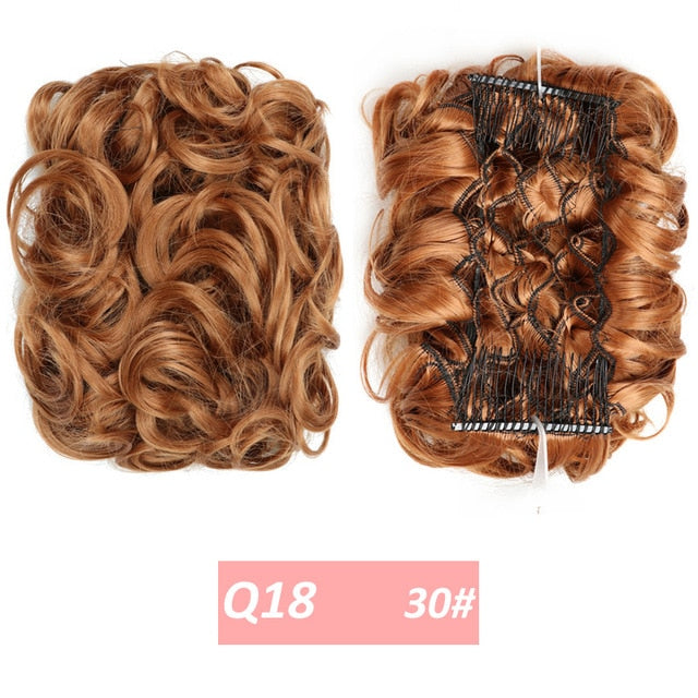 WERD  2 Plastic Comb Clip In Curly Synthetic Hair Pieces Chignon Updo Cover Hairpiece Extension Hair Bun Hair Accessories