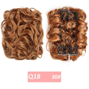 WERD  2 Plastic Comb Clip In Curly Synthetic Hair Pieces Chignon Updo Cover Hairpiece Extension Hair Bun Hair Accessories