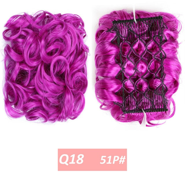 WERD  2 Plastic Comb Clip In Curly Synthetic Hair Pieces Chignon Updo Cover Hairpiece Extension Hair Bun Hair Accessories