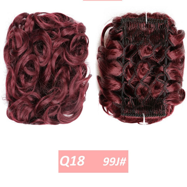WERD  2 Plastic Comb Clip In Curly Synthetic Hair Pieces Chignon Updo Cover Hairpiece Extension Hair Bun Hair Accessories