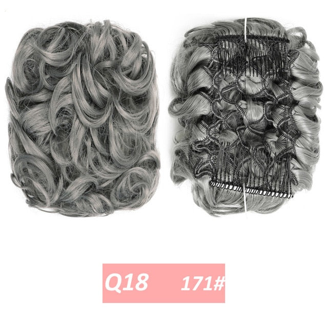 WERD  2 Plastic Comb Clip In Curly Synthetic Hair Pieces Chignon Updo Cover Hairpiece Extension Hair Bun Hair Accessories