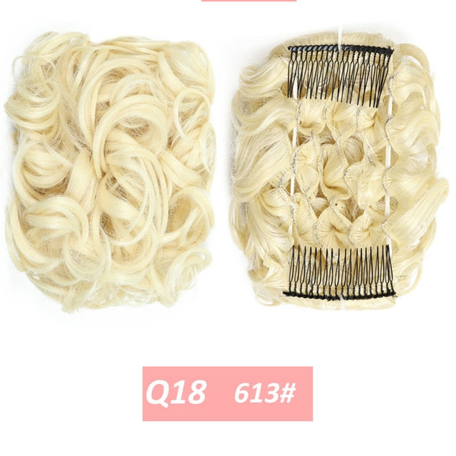 WERD  2 Plastic Comb Clip In Curly Synthetic Hair Pieces Chignon Updo Cover Hairpiece Extension Hair Bun Hair Accessories