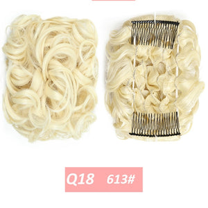 WERD  2 Plastic Comb Clip In Curly Synthetic Hair Pieces Chignon Updo Cover Hairpiece Extension Hair Bun Hair Accessories