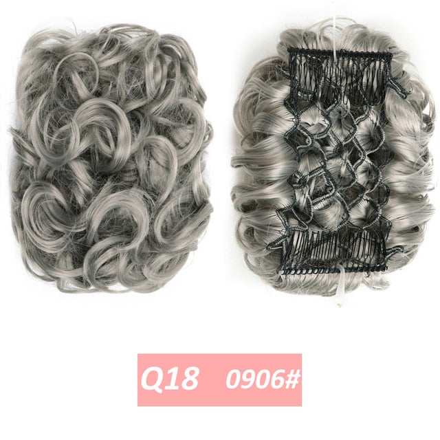 WERD  2 Plastic Comb Clip In Curly Synthetic Hair Pieces Chignon Updo Cover Hairpiece Extension Hair Bun Hair Accessories