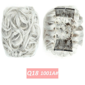 WERD  2 Plastic Comb Clip In Curly Synthetic Hair Pieces Chignon Updo Cover Hairpiece Extension Hair Bun Hair Accessories