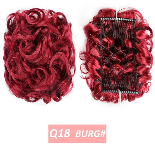 WERD  2 Plastic Comb Clip In Curly Synthetic Hair Pieces Chignon Updo Cover Hairpiece Extension Hair Bun Hair Accessories