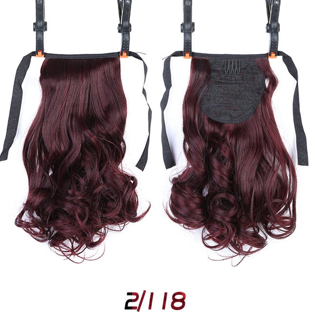LUPU Short Wavy Clip In Drawstring Ponytail Synthetic Heat Resistant Hair Extensions Hairpieces Black Brown Hair Tail Headwear