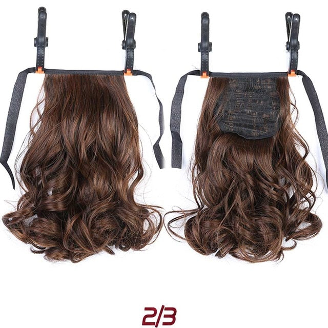 LUPU Short Wavy Clip In Drawstring Ponytail Synthetic Heat Resistant Hair Extensions Hairpieces Black Brown Hair Tail Headwear