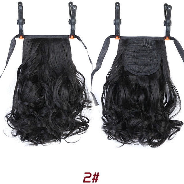 LUPU Short Wavy Clip In Drawstring Ponytail Synthetic Heat Resistant Hair Extensions Hairpieces Black Brown Hair Tail Headwear