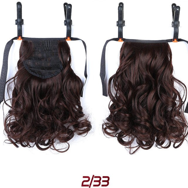 LUPU Short Wavy Clip In Drawstring Ponytail Synthetic Heat Resistant Hair Extensions Hairpieces Black Brown Hair Tail Headwear