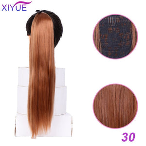 85CM Super Long Straight Clip Tail Wig Ponytail Wig And Synthetic Hair Clip Ponytail Extended 3 Colors Optional Headwear