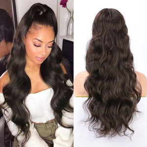 Doris Beauty Long Afro Kinky Curly Ponytail Extension 22 Inch Synthetic Drawstring Corn Hair Piece for Women Black Brown