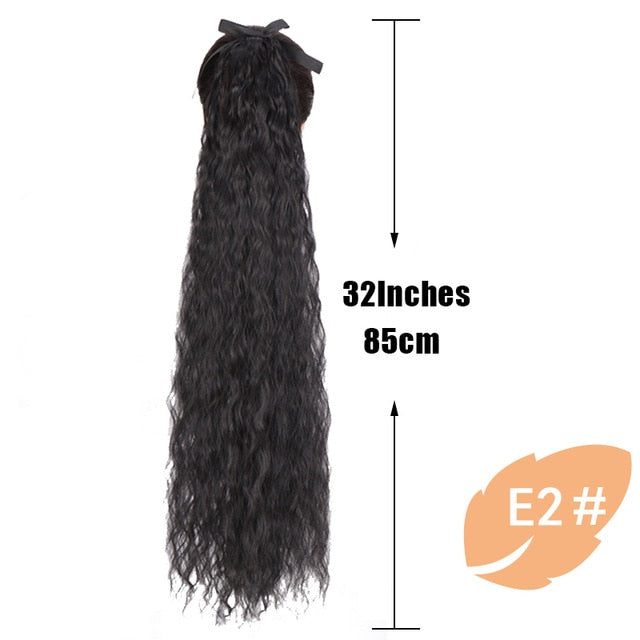 JINKAILI  85cm Super Long Straight Clip In Tail False Hair Ponytail Hairpiece With Hairpins Synthetic Pony Tail Extensions