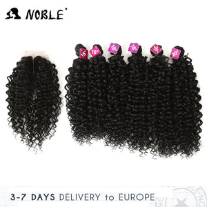 Noble Synthetic Hair Weave 16-20 inch 7Pieces/lot Afro Kinky Curly Hair Bundles With Closure African lace For Women hair Extensi