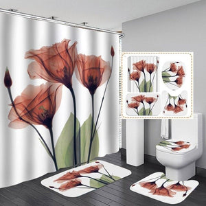 beautiful stripes  Print Shower Curtain 4 Piece Carpet Cover Toilet Cover Bath Mat Pad Set Bathroom Curtain with 12 Hooks