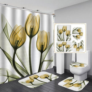 beautiful stripes  Print Shower Curtain 4 Piece Carpet Cover Toilet Cover Bath Mat Pad Set Bathroom Curtain with 12 Hooks