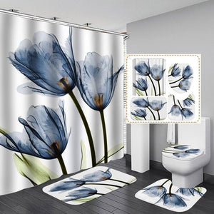 beautiful stripes  Print Shower Curtain 4 Piece Carpet Cover Toilet Cover Bath Mat Pad Set Bathroom Curtain with 12 Hooks
