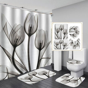 beautiful stripes  Print Shower Curtain 4 Piece Carpet Cover Toilet Cover Bath Mat Pad Set Bathroom Curtain with 12 Hooks