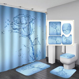 beautiful stripes  Print Shower Curtain 4 Piece Carpet Cover Toilet Cover Bath Mat Pad Set Bathroom Curtain with 12 Hooks