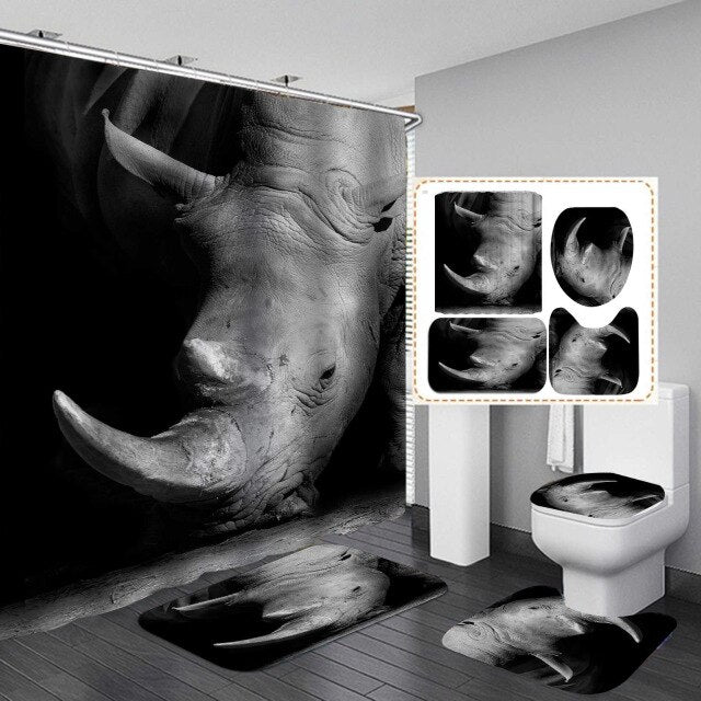 beautiful stripes  Print Shower Curtain 4 Piece Carpet Cover Toilet Cover Bath Mat Pad Set Bathroom Curtain with 12 Hooks