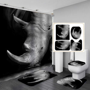 beautiful stripes  Print Shower Curtain 4 Piece Carpet Cover Toilet Cover Bath Mat Pad Set Bathroom Curtain with 12 Hooks