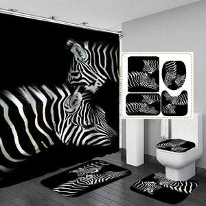 beautiful stripes  Print Shower Curtain 4 Piece Carpet Cover Toilet Cover Bath Mat Pad Set Bathroom Curtain with 12 Hooks