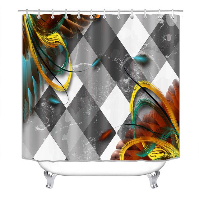 beautiful stripes  Print Shower Curtain 4 Piece Carpet Cover Toilet Cover Bath Mat Pad Set Bathroom Curtain with 12 Hooks