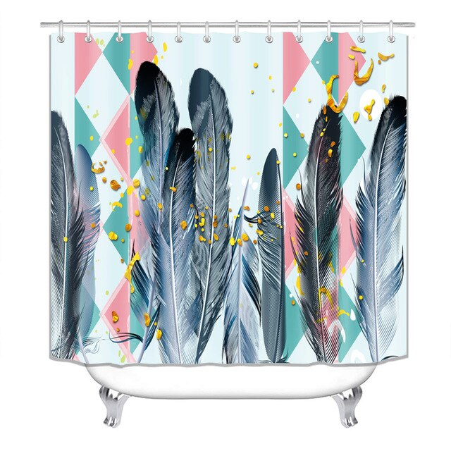 beautiful stripes  Print Shower Curtain 4 Piece Carpet Cover Toilet Cover Bath Mat Pad Set Bathroom Curtain with 12 Hooks