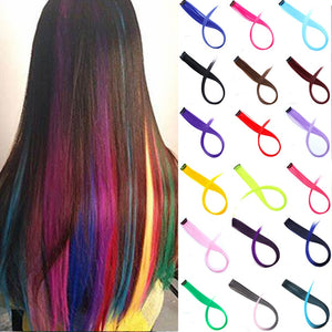 Lupu Rainbow Highlighted Hair Girl One Chip In Hair Extension Synthetic Long Straight Hair Clip Hair Clip Straight Hair
