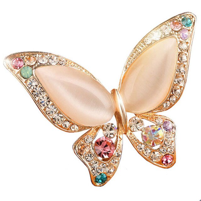 Young Tulip Cute Styles Gold Butterfly Brooches For Women Creative Crystals Needles Fancy Style Badge Jewelry Fending Luxury
