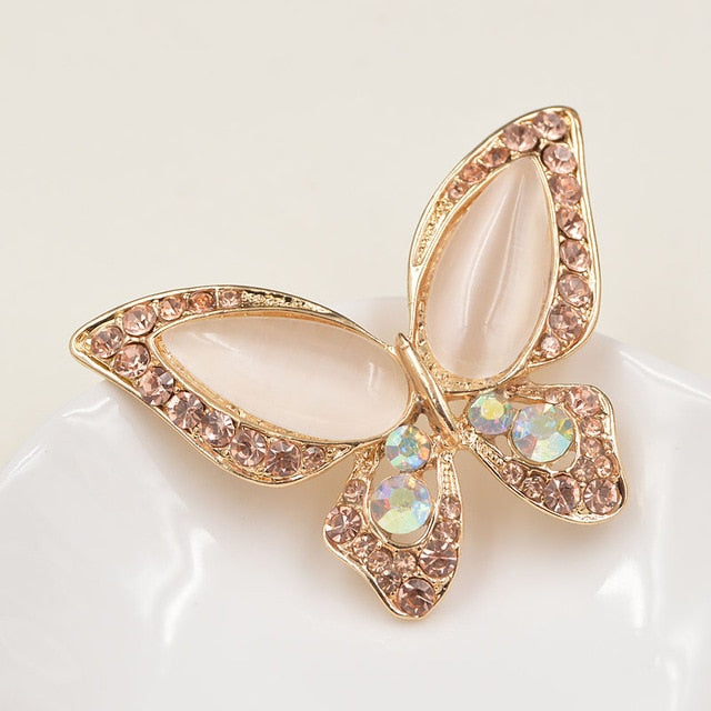 Young Tulip Cute Styles Gold Butterfly Brooches For Women Creative Crystals Needles Fancy Style Badge Jewelry Fending Luxury
