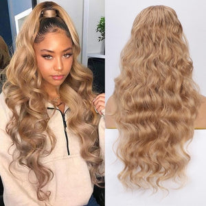 Doris Beauty Long Afro Kinky Curly Ponytail Extension 22 Inch Synthetic Drawstring Corn Hair Piece for Women Black Brown