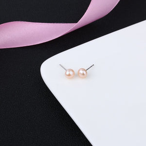 925 Sterling Silver Pink Peach Pearl Stud Earring White Purple Genuine Natural Freshwater Pearl Earrings for Women Girl Jewelry