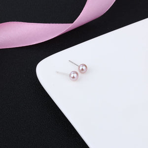 925 Sterling Silver Pink Peach Pearl Stud Earring White Purple Genuine Natural Freshwater Pearl Earrings for Women Girl Jewelry