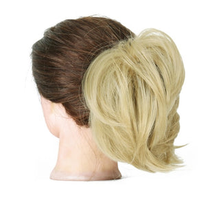 MERISIHAIR Girls Curly Scrunchie Chignon With Rubber Band Brown Gray Synthetic Hair Ring Wrap On Messy Bun Ponytails