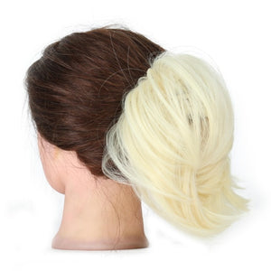 MERISIHAIR Girls Curly Scrunchie Chignon With Rubber Band Brown Gray Synthetic Hair Ring Wrap On Messy Bun Ponytails