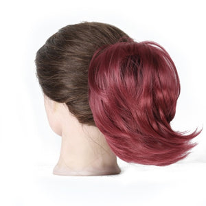 MERISIHAIR Girls Curly Scrunchie Chignon With Rubber Band Brown Gray Synthetic Hair Ring Wrap On Messy Bun Ponytails