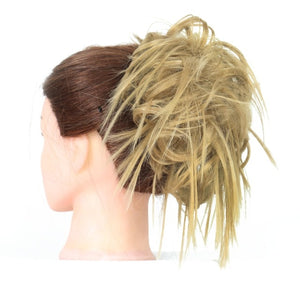 MERISIHAIR Girls Curly Scrunchie Chignon With Rubber Band Brown Gray Synthetic Hair Ring Wrap On Messy Bun Ponytails